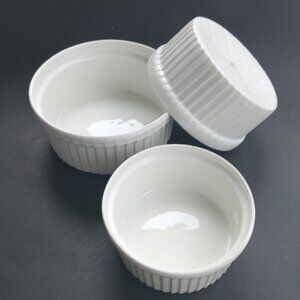 France Porcelain De Couleuvre Limoges Baking Siufffle 3 Nesting Dishes Bowls